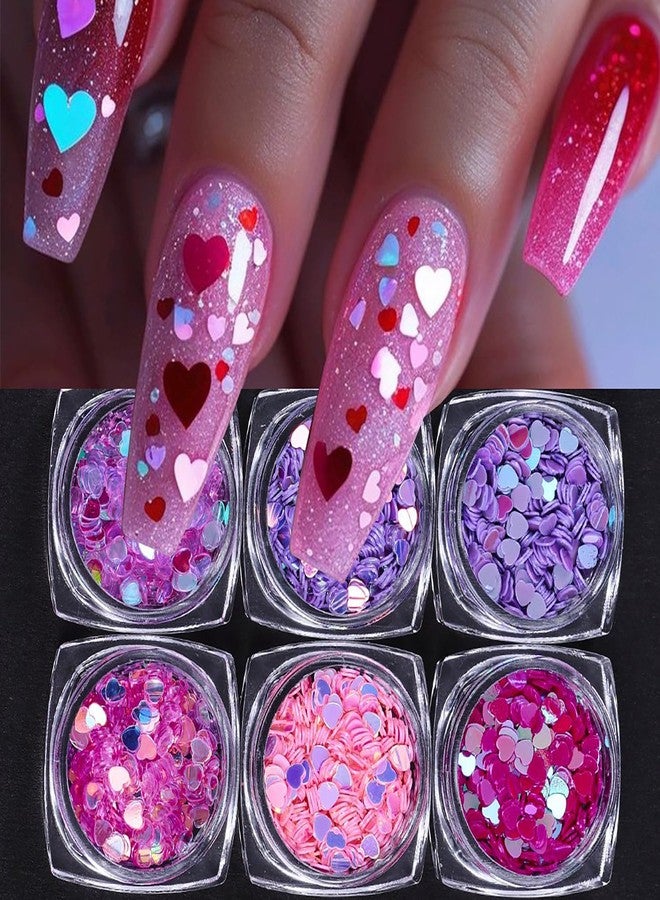 CJDLTS Love Heart Nail Glitter Sequins Valentine's Colorful Heart Glitter Manicure Nail Accessories 3D Nails Supplies Jewelry Studs Nail Art Glitter Flakes, Nail Decoration for Women Featival - Image 3